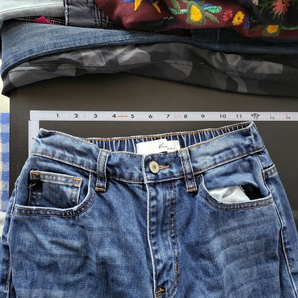 Kancan Women's Raw Hem Whiskered Distressed Denim Blue Jeans‎ Size 1/24 - Picture 8 of 14